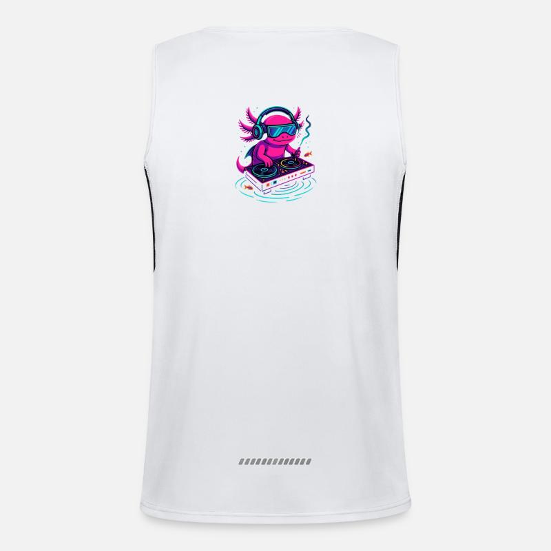 DJ-Axolotl mit Cyperpunk Vibe Funktionelles Kontrast-Tank Top für Männer 