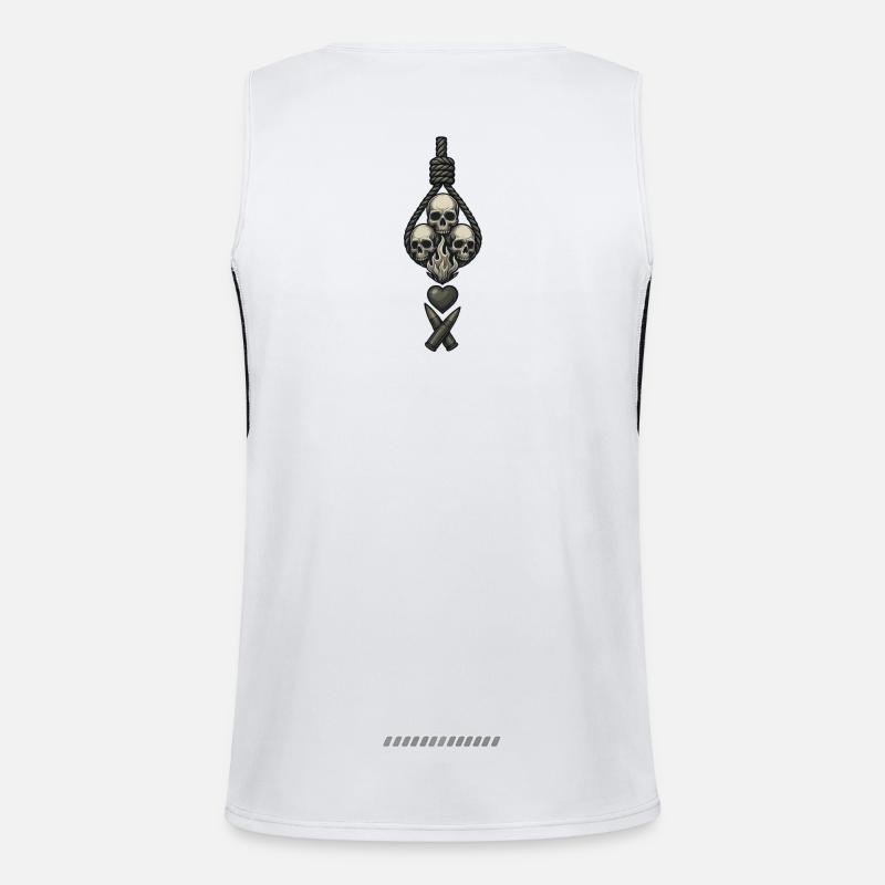 Avi Collection – Skulls & Flame - Men's Functional Contrast Tank Top  - white/black