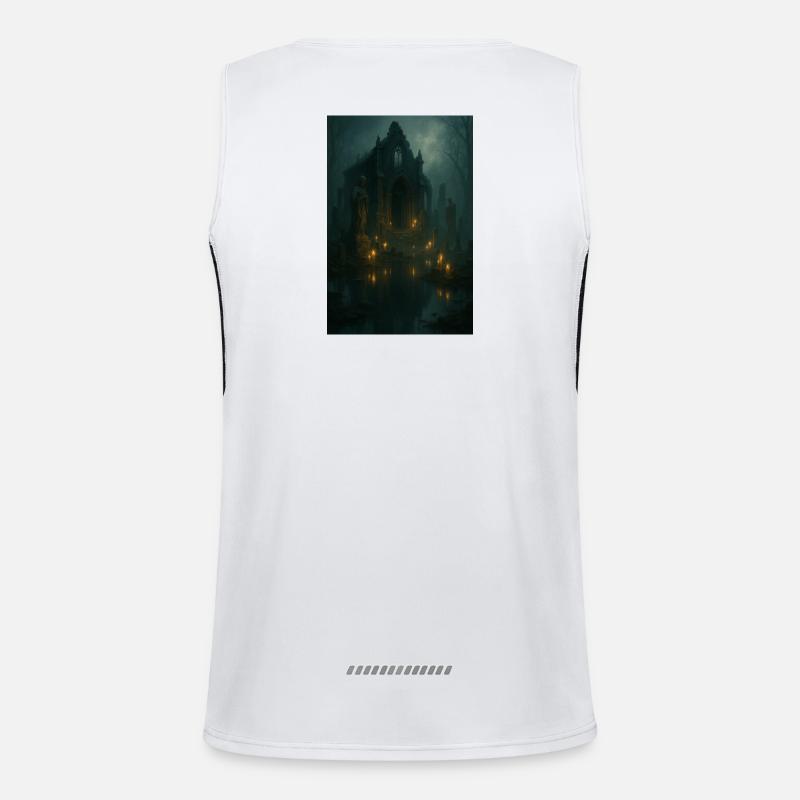 Gothic ruin by moonlight - Men's Functional Contrast Tank Top  - white/black