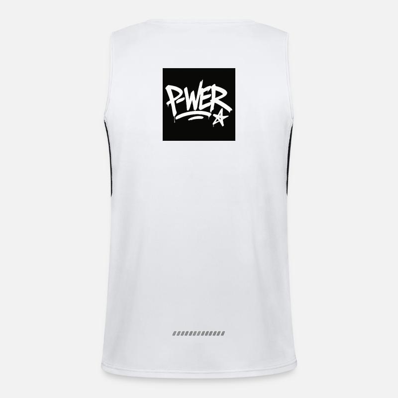 Graffiti Style Power Text Design - Men's Functional Contrast Tank Top  - white/black