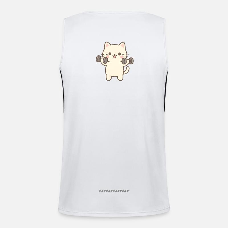 Kitten doing strength training - Men's Functional Contrast Tank Top  - white/black