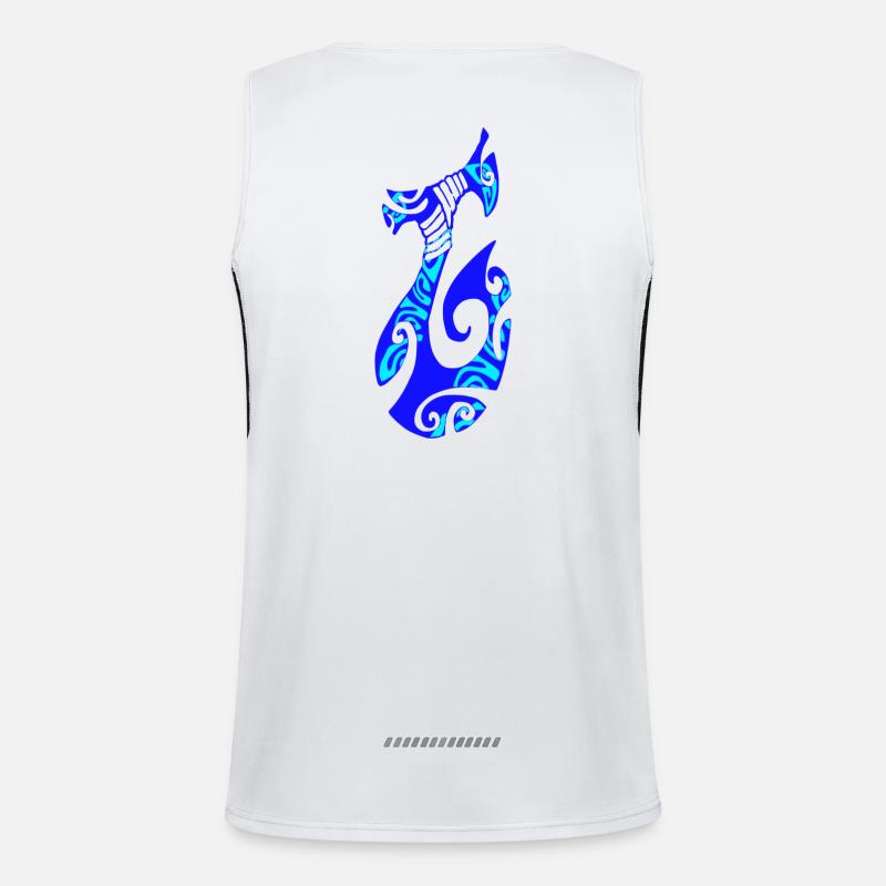 MATAU - Blue (Polynesian hook) Men's Functional Contrast Tank Top 