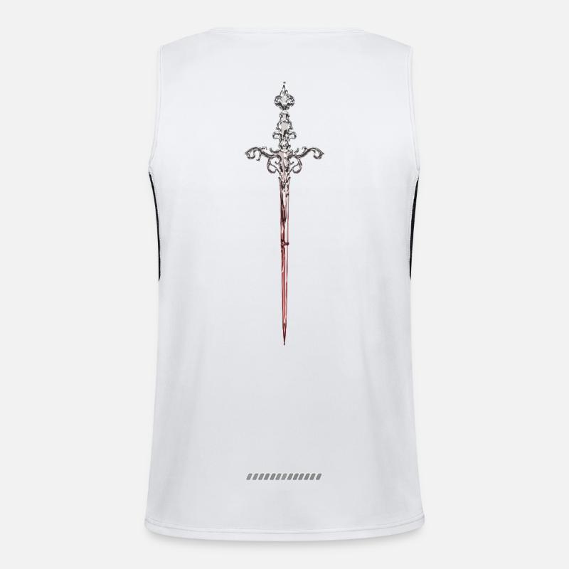 Steel silver sword, gothic medieval Men's Functional Contrast Tank Top 