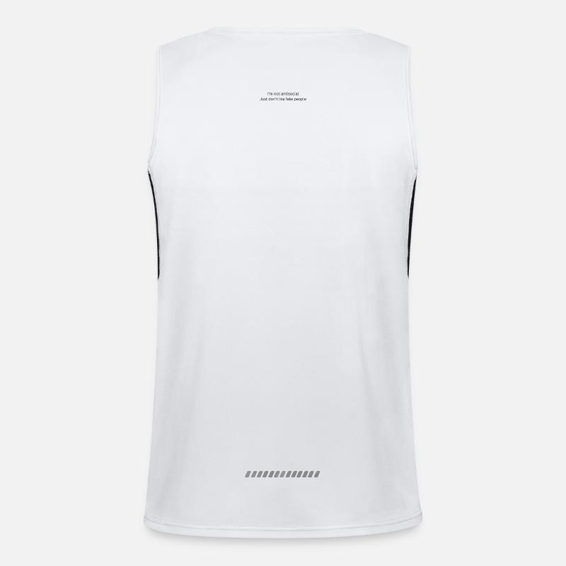 Geometric plant pattern in earth tones - Men's Functional Contrast Tank Top  - white/black