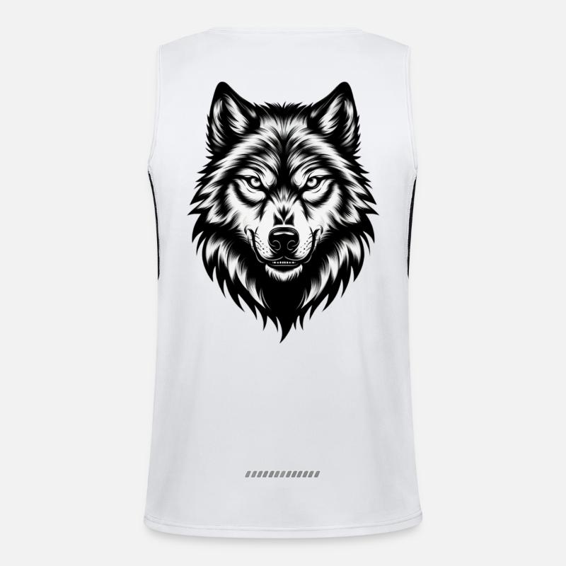 Wild Wolf's Head – Black & White - Men's Functional Contrast Tank Top  - white/black