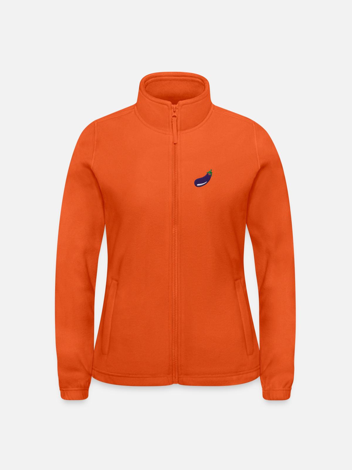 Aubergine bestickt - Frauen Fleecejacke North - Orange - Vorne