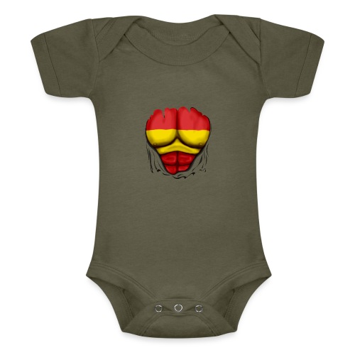 España Flag Ripped Muscles six pack chest t-shirt - Baby Tri-Blend Short Sleeve Bodysuit 
