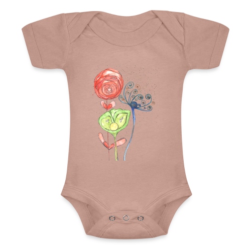 Blumen - Baby Tri-Blend-Kurzarm-Body