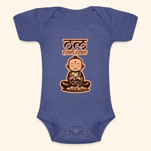 Om Nom Nom Buddha mit Keks - Baby Tri-Blend-Kurzarm-Body