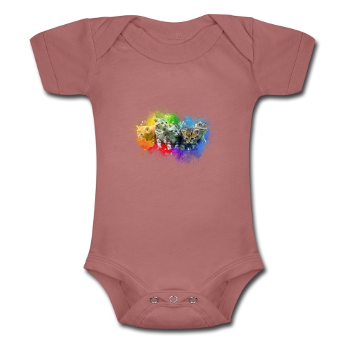 Gattini arcobaleno dipinto -di- Wyll Fryd - Body a maniche corte tri-blend per neonato