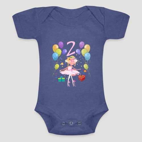 Ballerina Geburtstagsshirt 2 Jahre Mädchen - Baby Tri-Blend-Kurzarm-Body