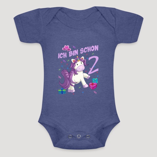 Einhorn Mädchen Geburstag T-Shirt 2 Jahre - Baby Tri-Blend-Kurzarm-Body