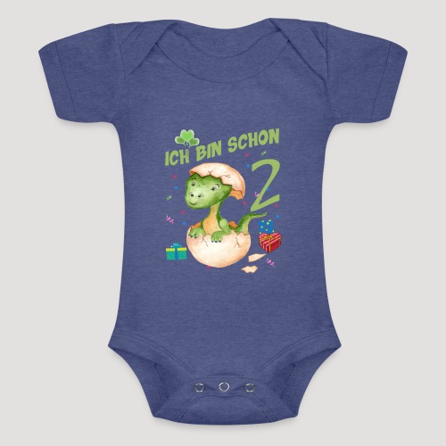 Geburstag 2 Jahre - Dinosaurier Geburtstagsshirt - Baby Tri-Blend-Kurzarm-Body