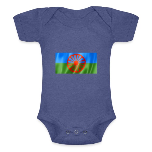 Roma und Sinti Flagge - Flaterndes Design - Baby Tri-Blend-Kurzarm-Body