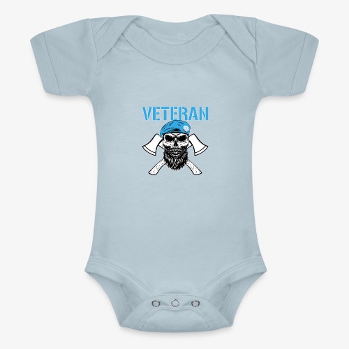 Veteran - Dödskalle med blå basker och yxor - Kortärmad triblend-babybody