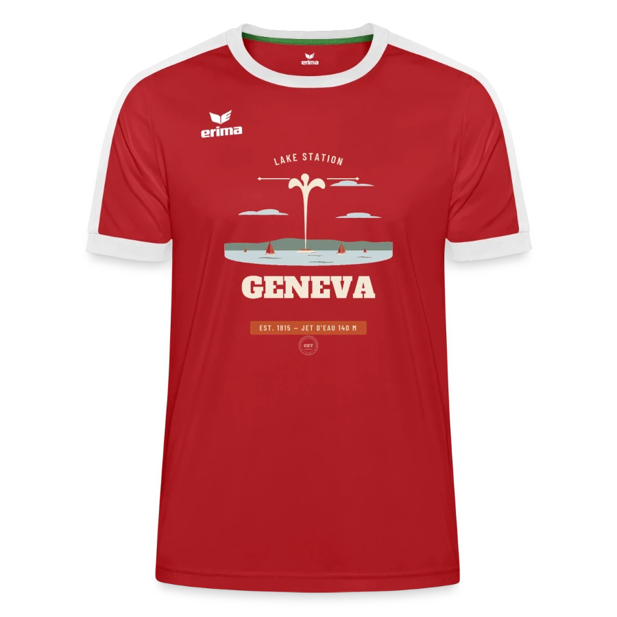 Geneva badge on a erima unisex retro star jersey, red/white