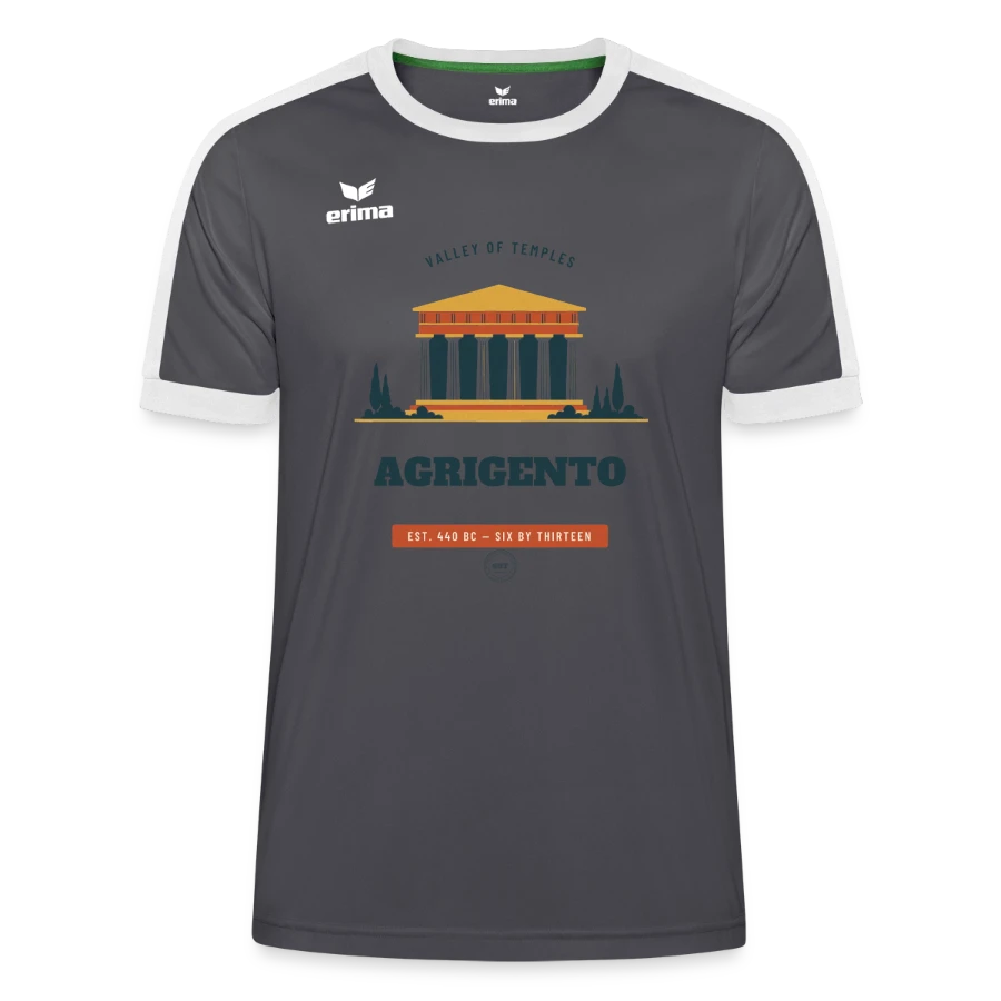 Agrigento badge on a erima unisex retro star jersey, state grey/white, front