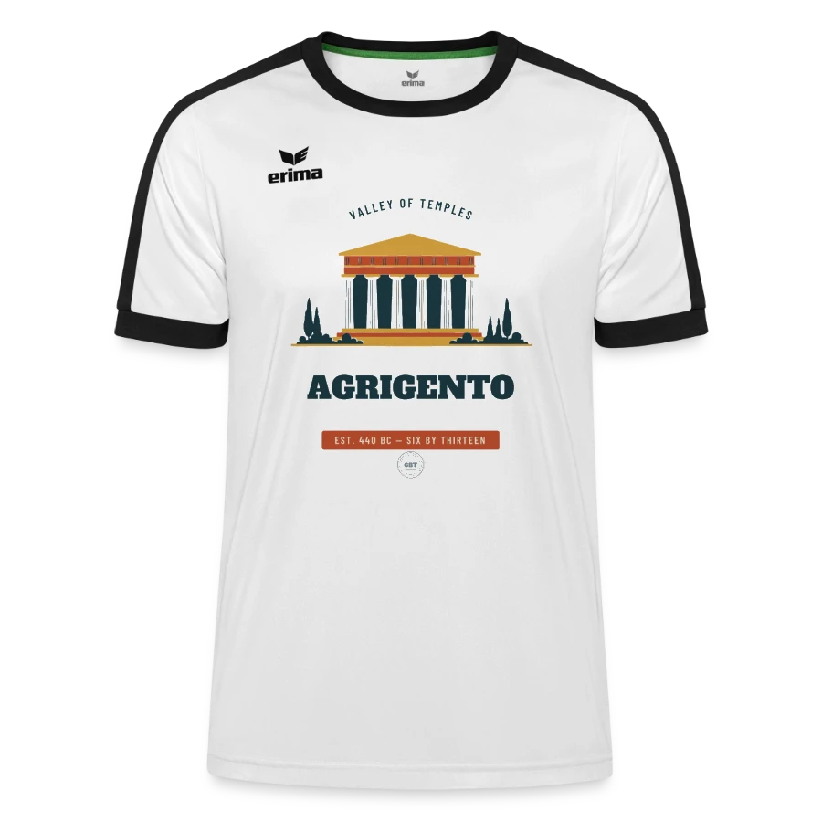Agrigento badge on a erima unisex retro star jersey, white/black, front