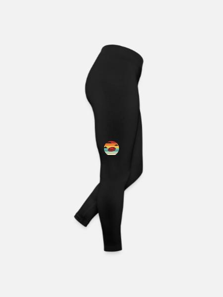 Retro Disc Golfer Frisbee Golf Basket Disc - Women’s Jersey Leggings - black - Right