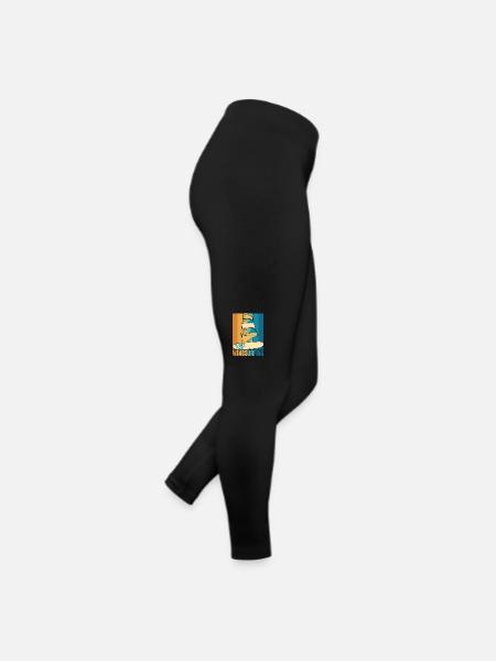 Retro Wassersport Wellenreiter Surfer Windsurfen - Frauen Jersey Leggings - Schwarz - Rechts