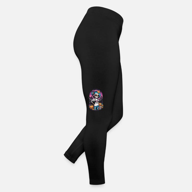 Sugar Skull Girl with Pumpkins Women’s Jersey Leggings