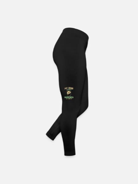 Mon cerveau est composé à 95 % d'harmonica, d'harmoniciste et de harpe à bouche - Legging en jersey Femme - noir - Droite