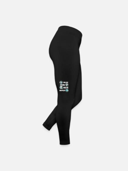 Kreuzfahrt Trinken Entspannen Wiederholung Kreuzfahrtschiff Kreuzfahrt - Frauen Jersey Leggings - Schwarz - Rechts