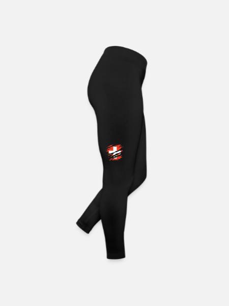 Switzerland - National flag, scratches, cracks - Women’s Jersey Leggings - black - Right
