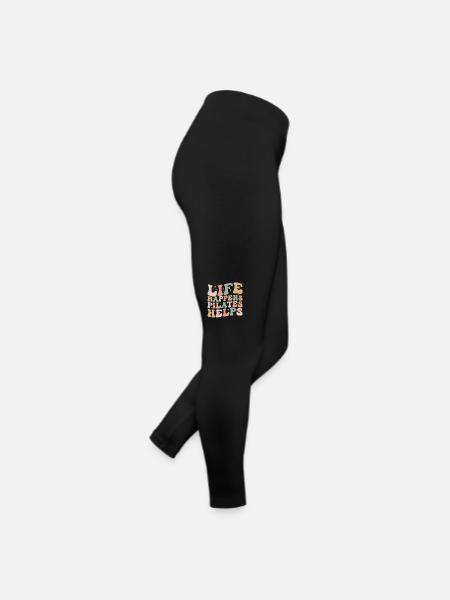 Life Happens Pilates Helps | Pilates Lover Pilates - Women’s Jersey Leggings - black - Right
