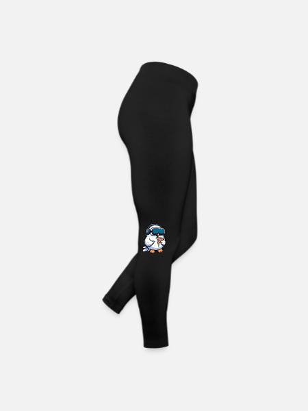 eule schneeeule vr virtual reality gamer zocker - Frauen Jersey Leggings - Schwarz - Rechts