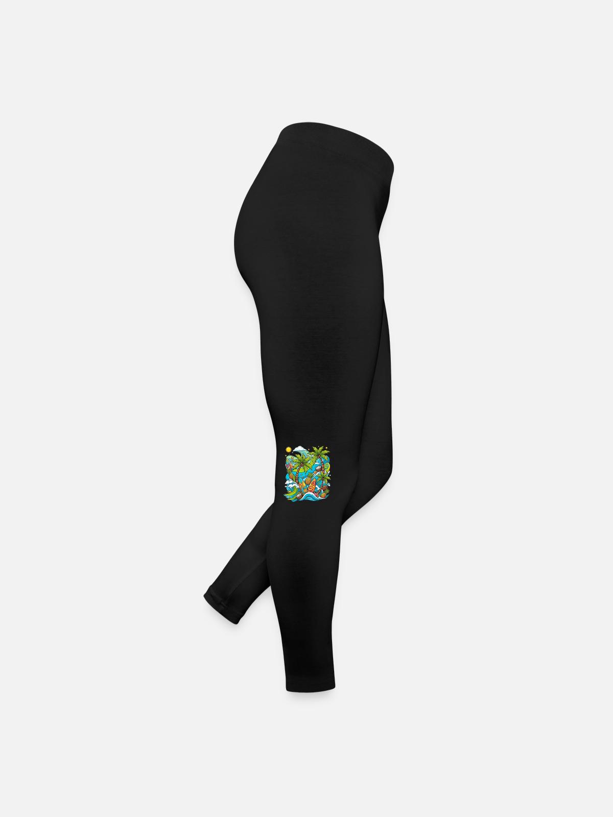 Tropical holiday pattern - Women’s Jersey Leggings - black - Right