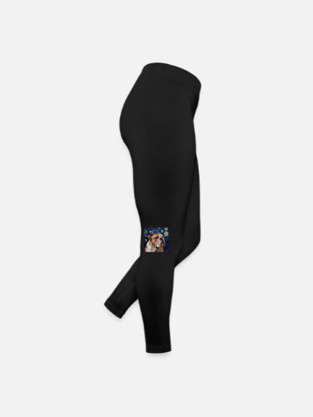 Bulldog, Dog, Van Gogh, Starry Night - Women’s Jersey Leggings - black - Right