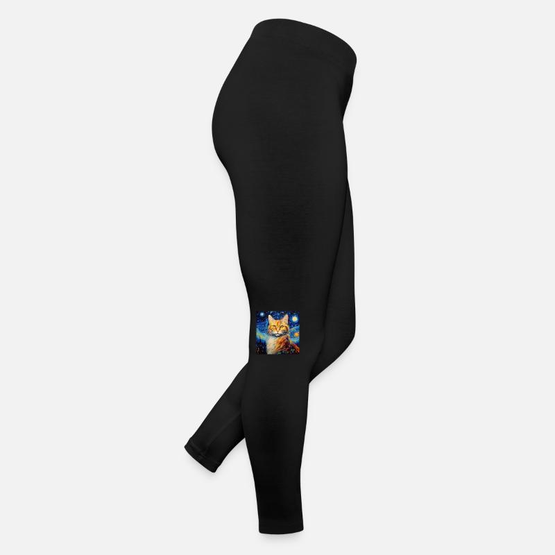 Katze, katzenmotiv, van gogh, sternennacht Frauen Jersey Leggings