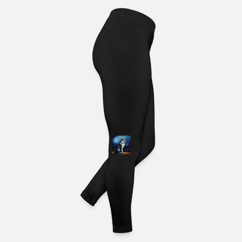 Chat, motif de chat, van gogh, nuit étoilée Legging en jersey Femme