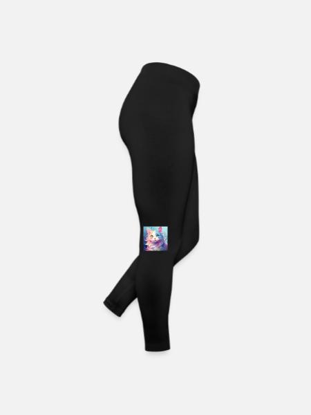 Katze, katzenmotiv, anime, geschenk, geschenkideen - Frauen Jersey Leggings - Schwarz - Rechts