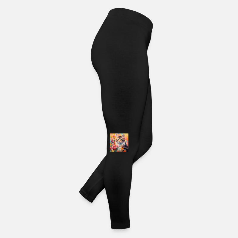 Katze, katzenmotiv, blumen, geschenk, geschenkidee Frauen Jersey Leggings