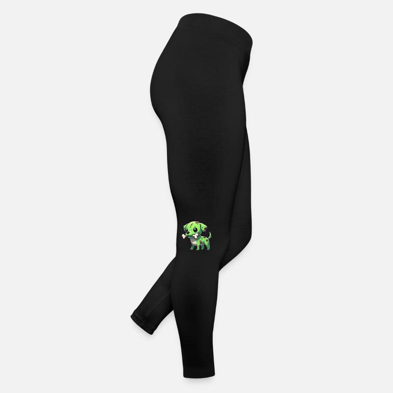 Cute Halloween Dog Zombie Beagle with Bone Women’s Jersey Leggings