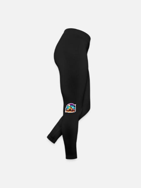 Forêt / Sauvage / Tente / Sauvage / Arbres / Vie - Legging en jersey Femme - noir - Droite