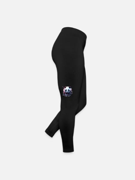 Panda ninja maléfique - Legging en jersey Femme - noir - Droite