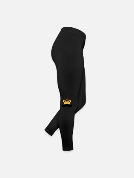 herrscher koenig krone prinz mustache schnurrbart - Frauen Jersey Leggings - Schwarz - Rechts