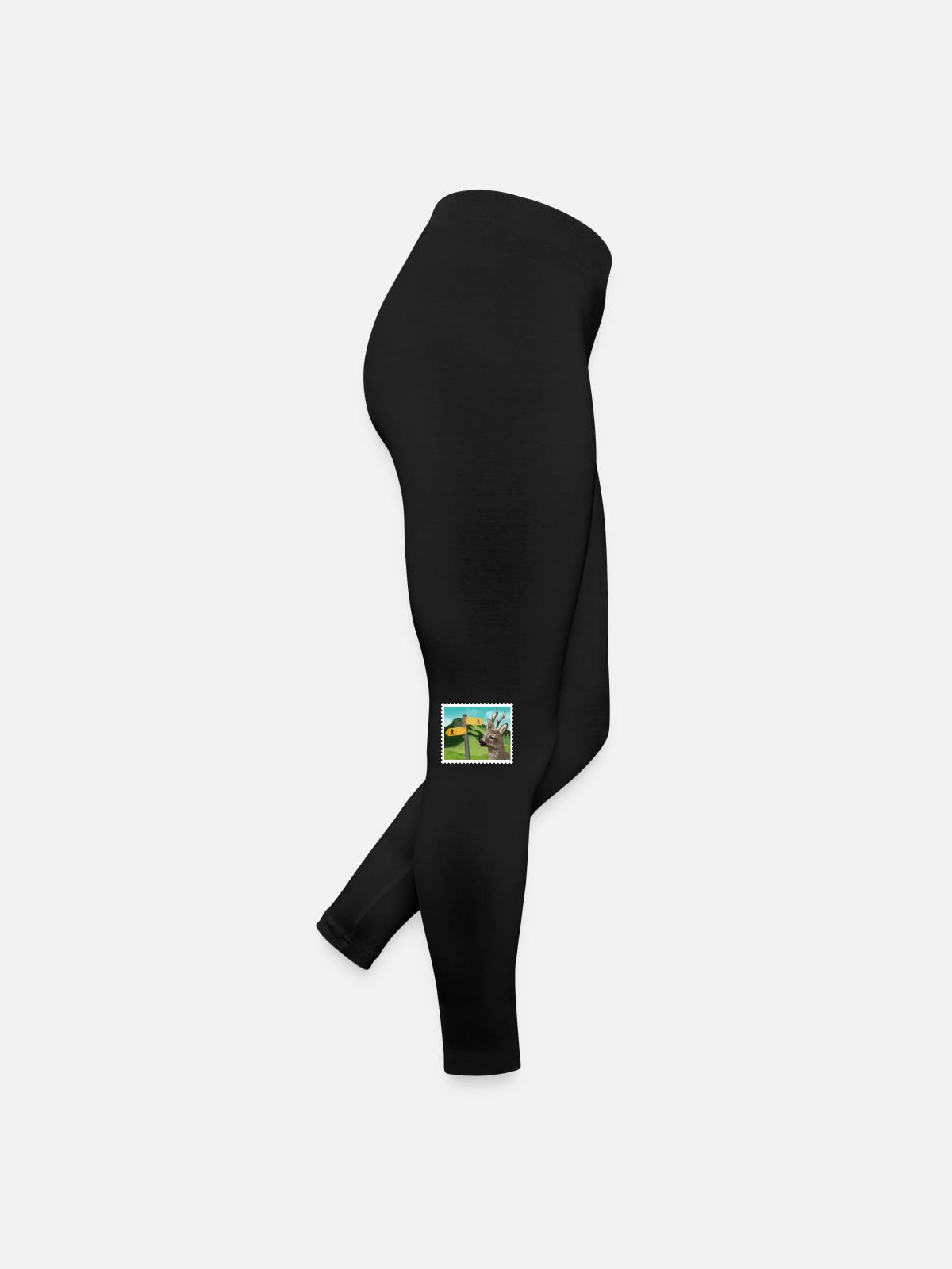 Deer on stamp - Women’s Jersey Leggings - black - Right