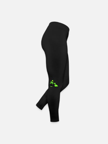 dinosaurier palme 02 - Frauen Jersey Leggings - Schwarz - Rechts