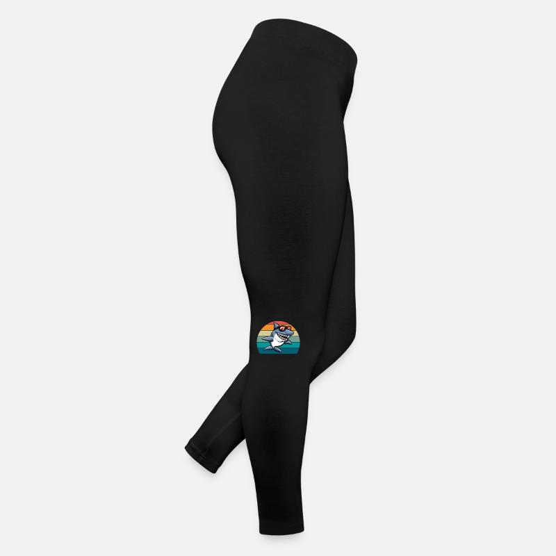 Shark Retro Funny Summer Beach Women’s Jersey Leggings