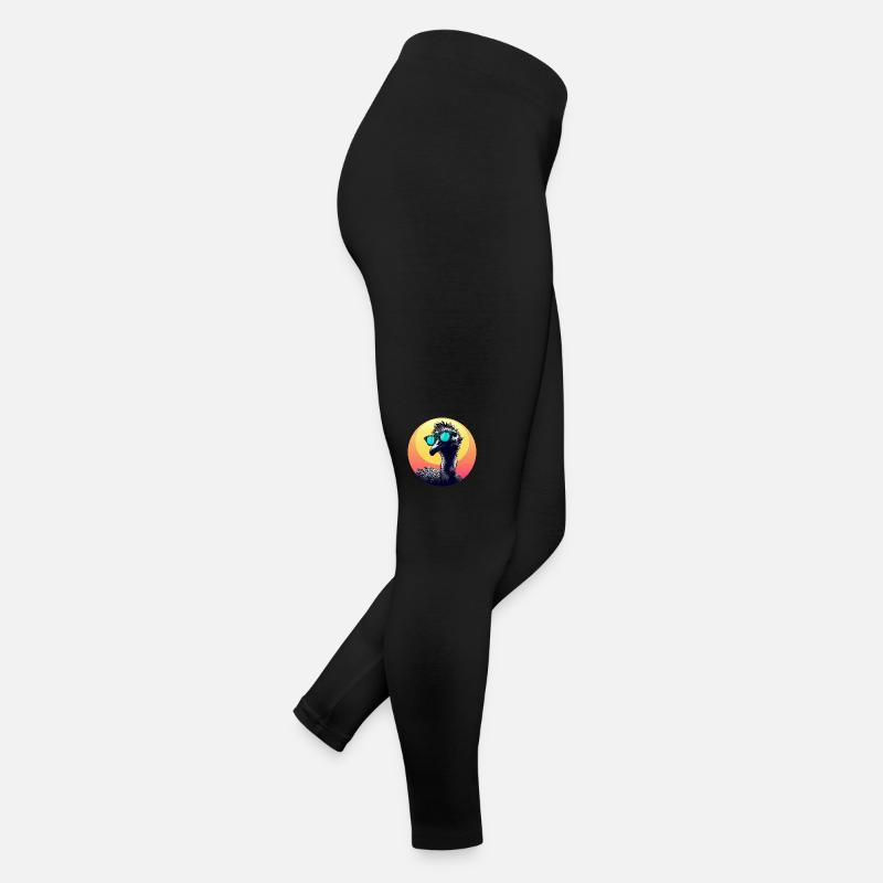 Cool Emu - ostrich with sunglasses at Women’s Jersey Leggings