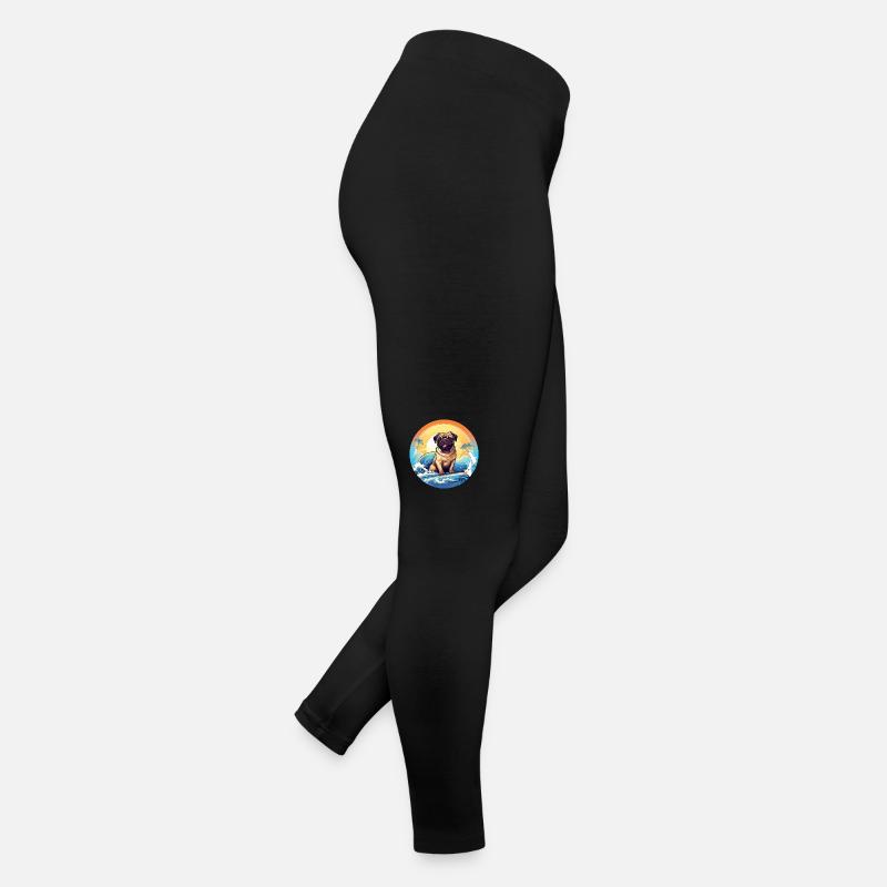 Surf Pug Dog au coucher du soleil Legging en jersey Femme