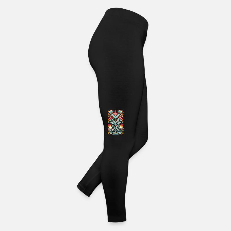Otomi Flower Pattern Mexican Floral Art Women’s Jersey Leggings