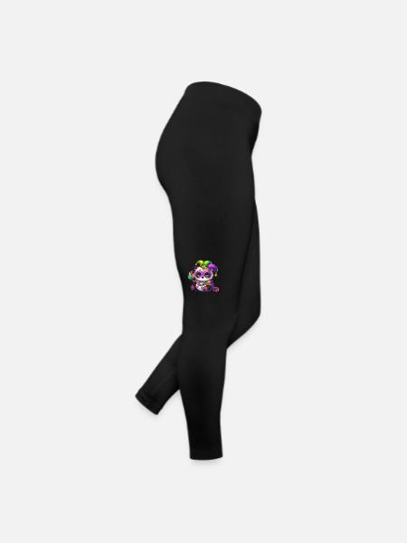 Süßer Panda mit Maske beim Karneval - Frauen Jersey Leggings - Schwarz - Rechts