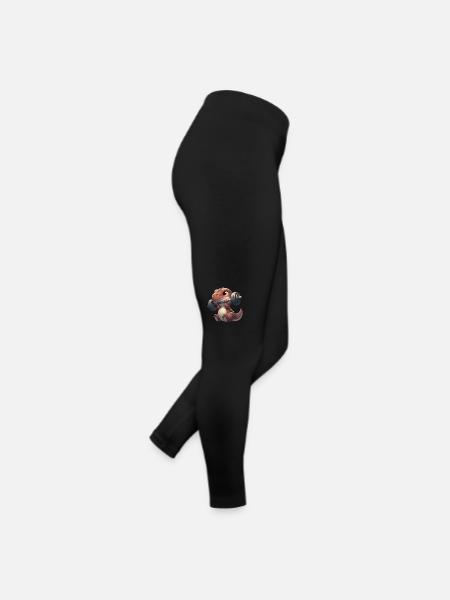 Süßer Chibi Dino Trainiert Mit Hantel - Frauen Jersey Leggings - Schwarz - Rechts