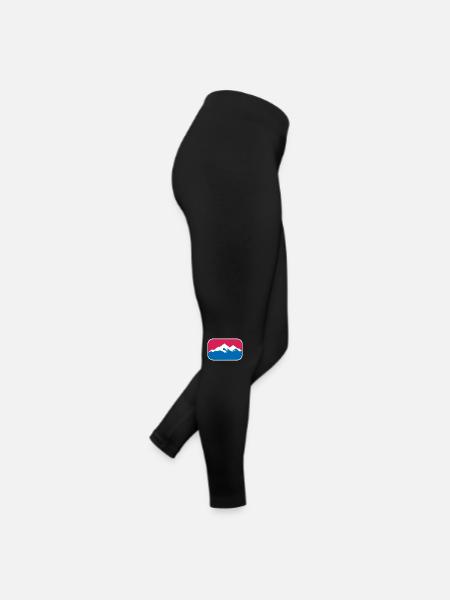 Berge Wandern Logo Schnee Alpen lustiges Geschenk - Frauen Jersey Leggings - Schwarz - Rechts