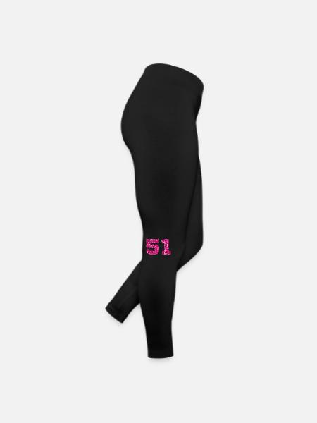 Numéro 51 paillettes rose - 51e anniversaire - Legging en jersey Femme - noir - Droite